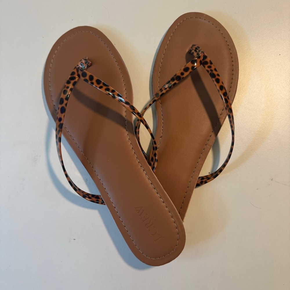 J. Crew Leopard Print Flip Flops Size 9